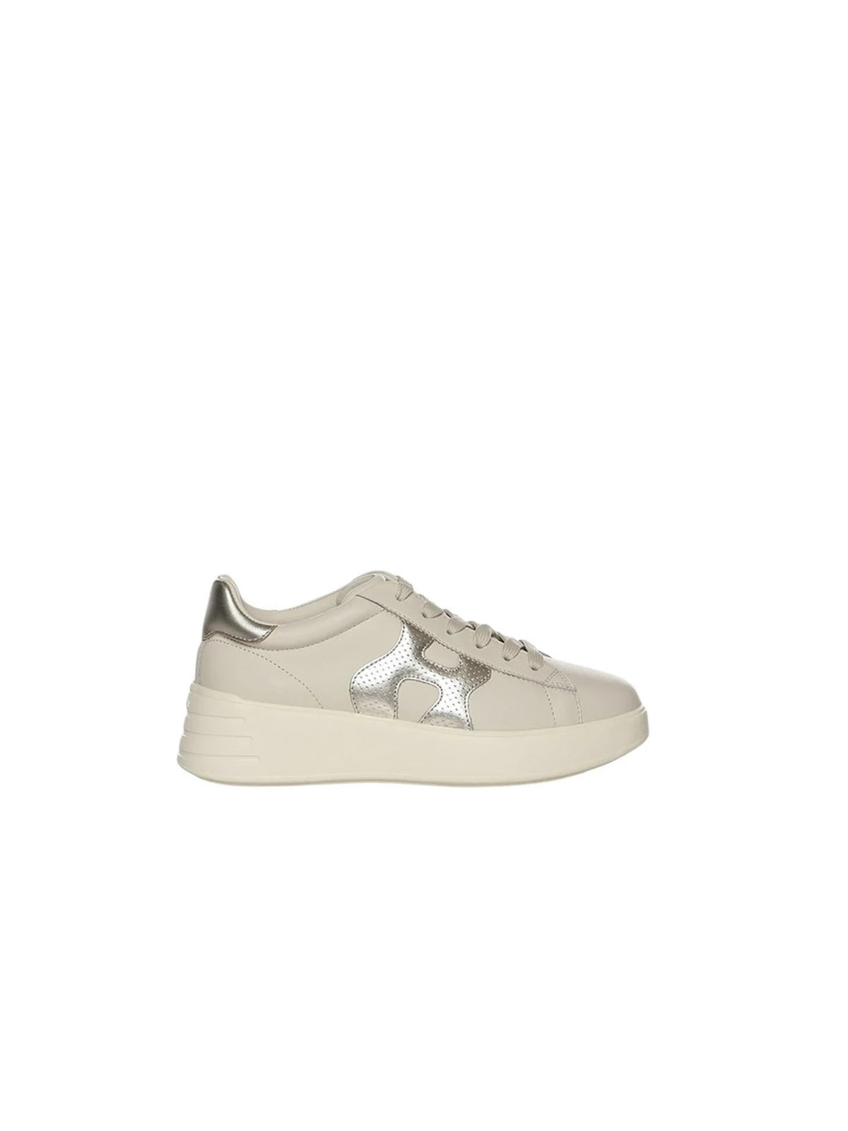 Perforated Cream Sneakers With Cushioned Sole