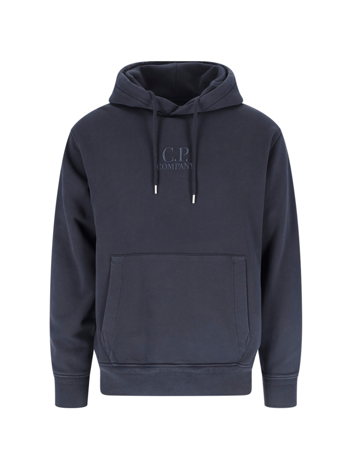 Navy Cotton Hoodie With Drawstring Hood