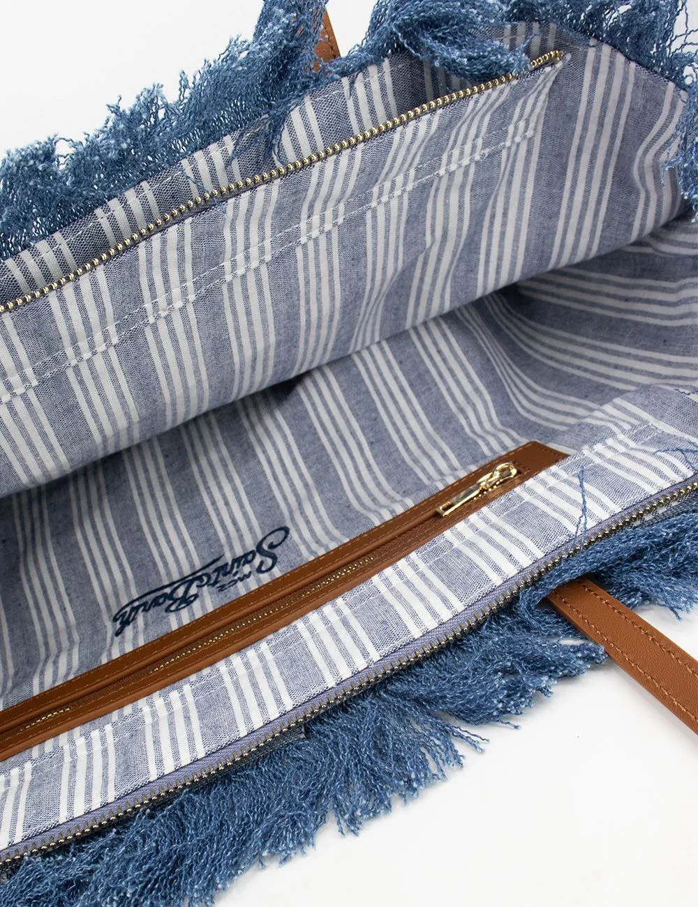 Denim Fringe City Crossbody Bag