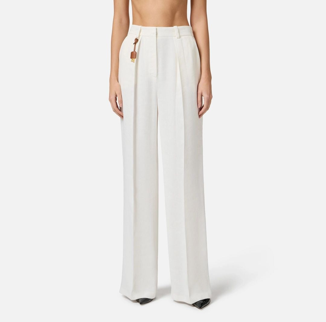 Tailored High-Waisted Trousers In Soft Viscose-Linen Blend