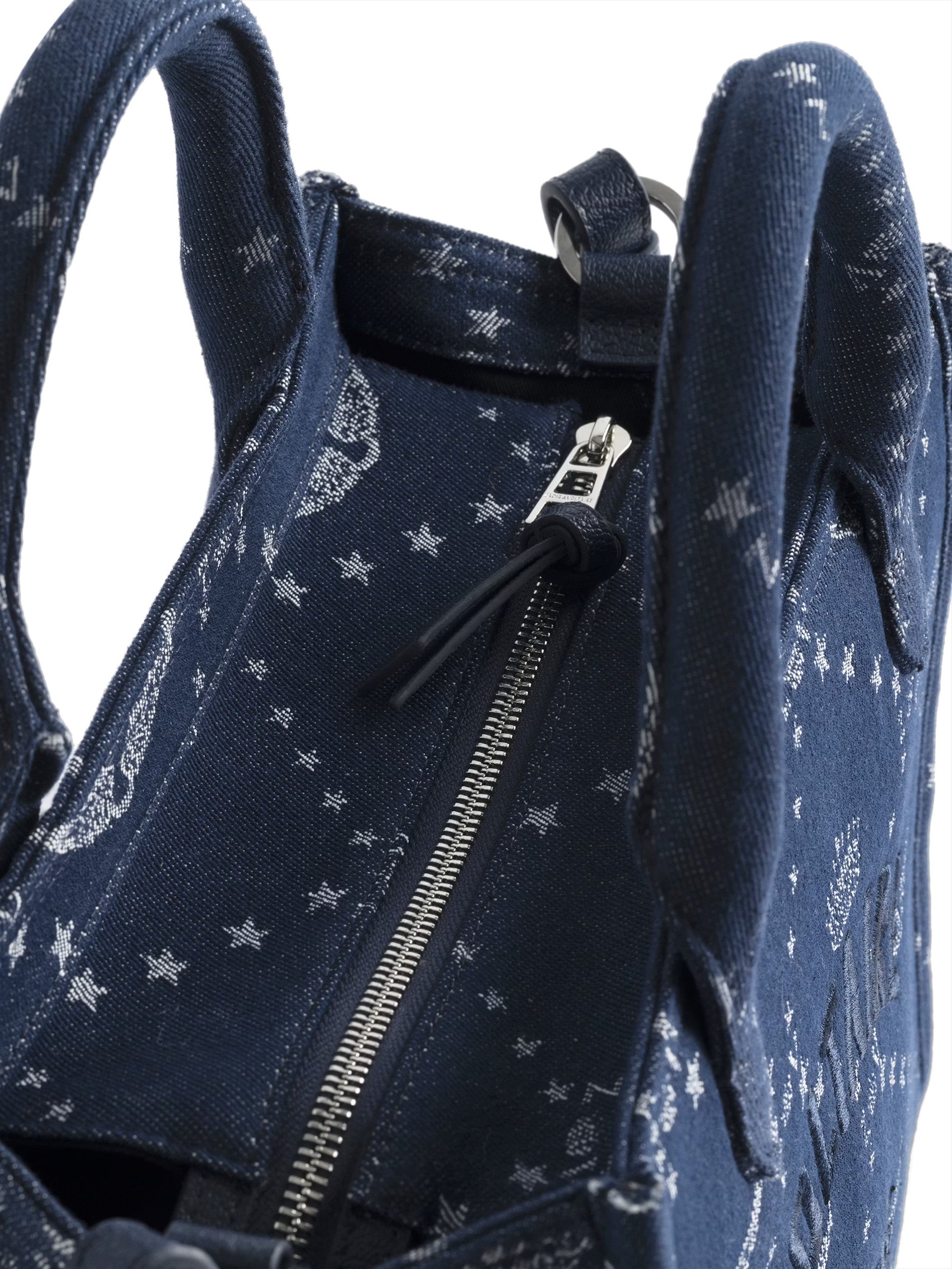 Structured Rectangular Handbag with Star and Wing Pattern