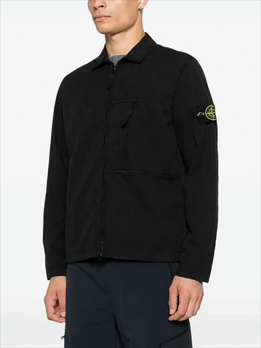 Black Zip-Up Jacket with Classic Collar