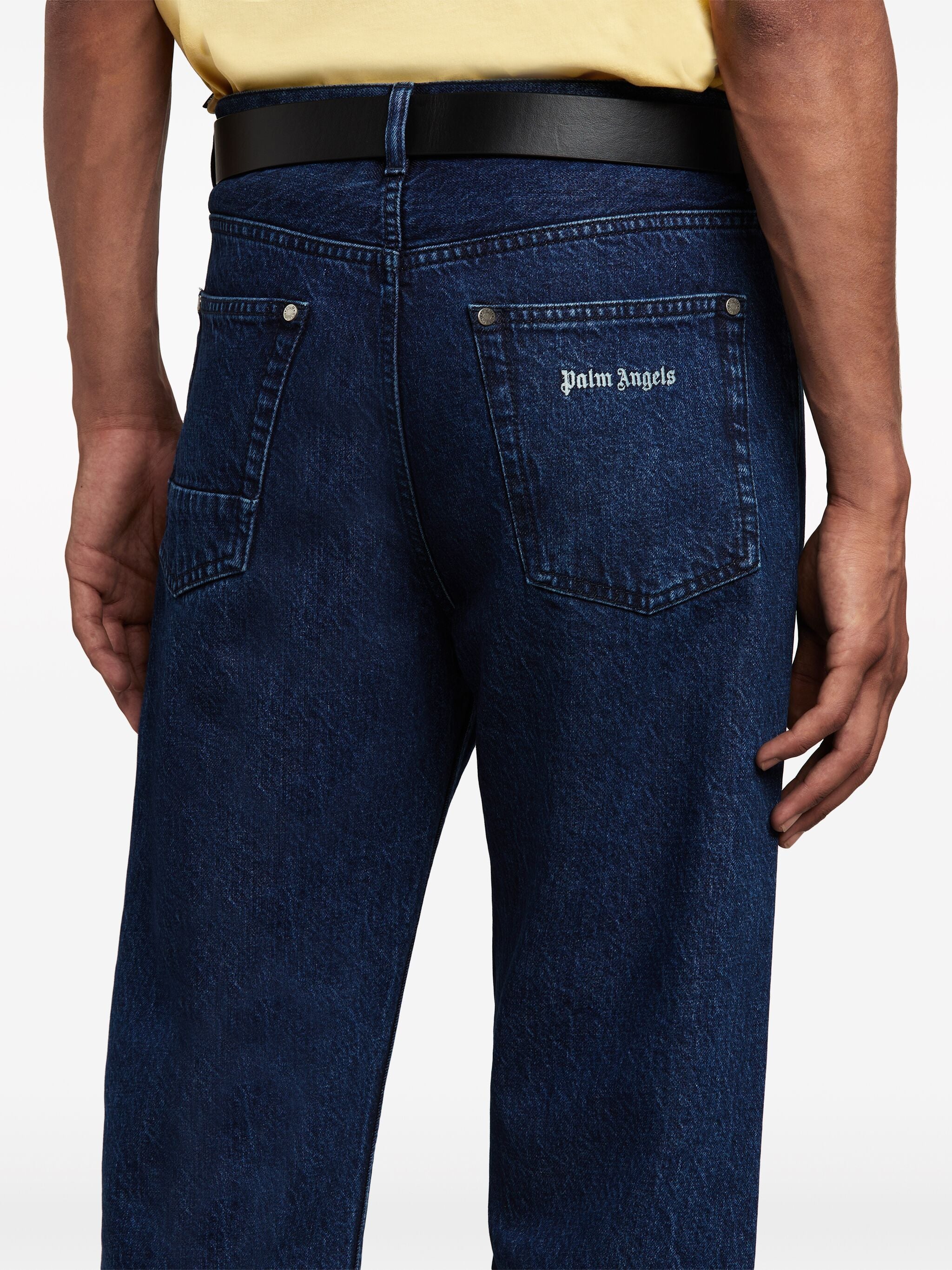 Dark Blue Classic Logo Cotton Denim Jeans