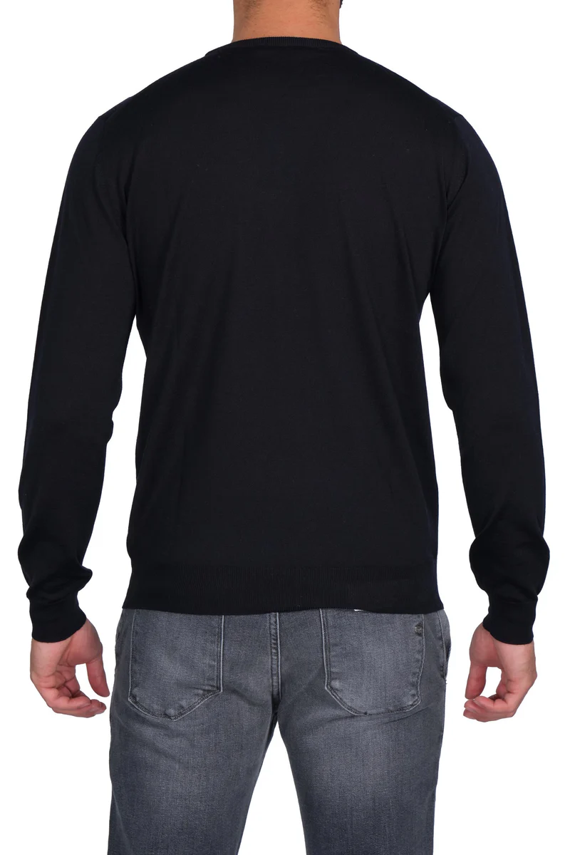 Timeless Black Merino Crew Neck Sweater