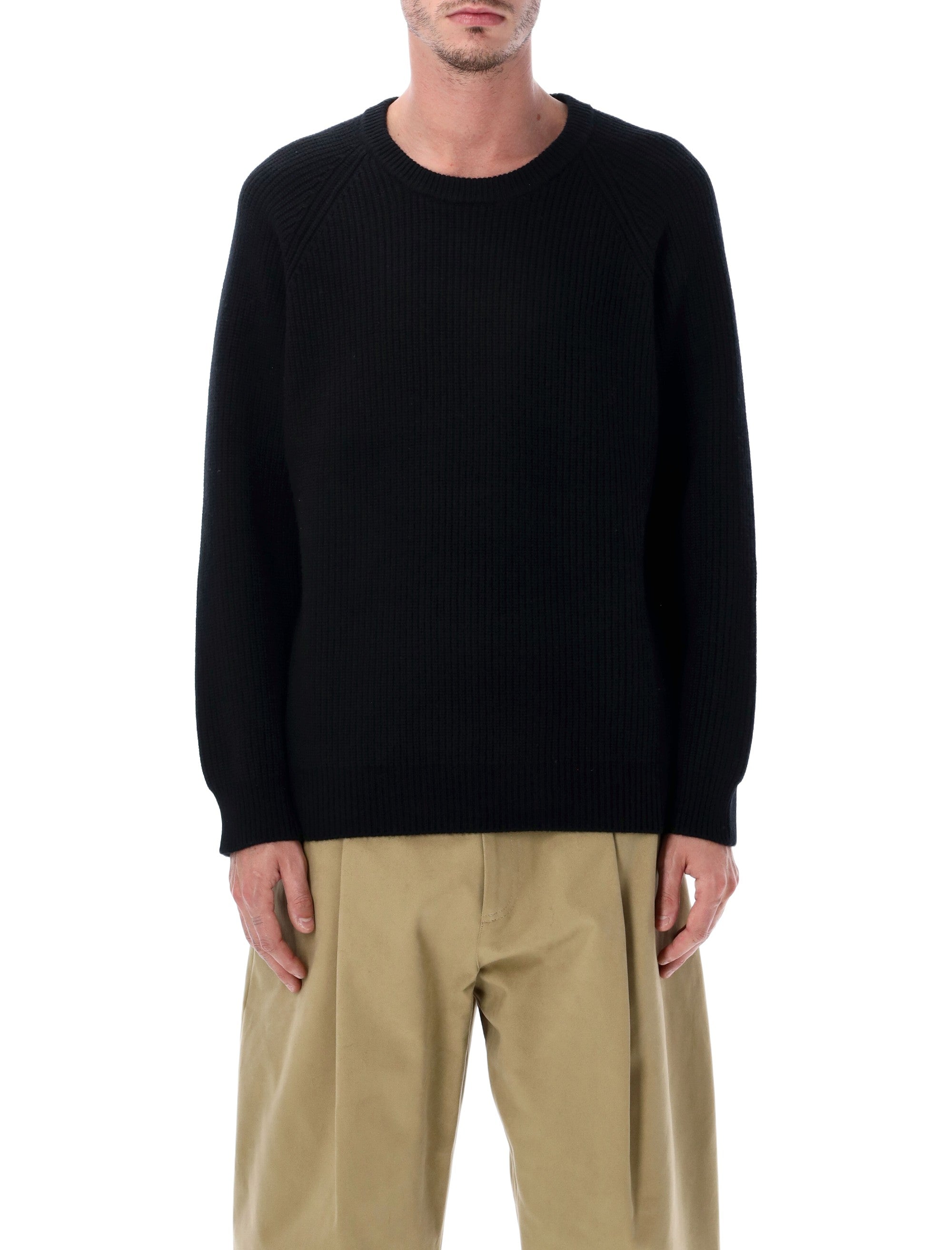 Wool And Cashmere Blend Ribbed Crewneck Sweater