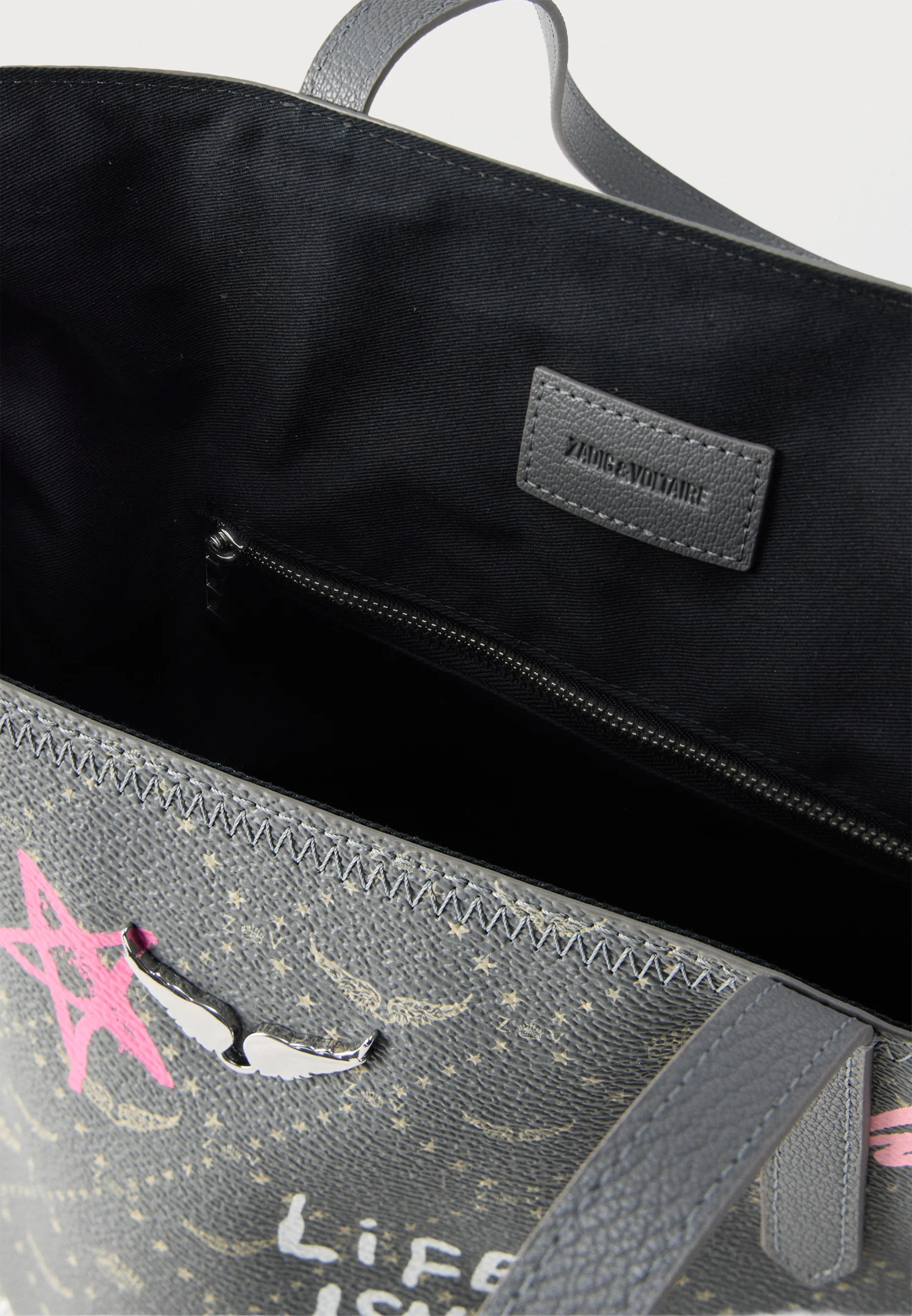 Medium Tote Bag with Graffiti Prints