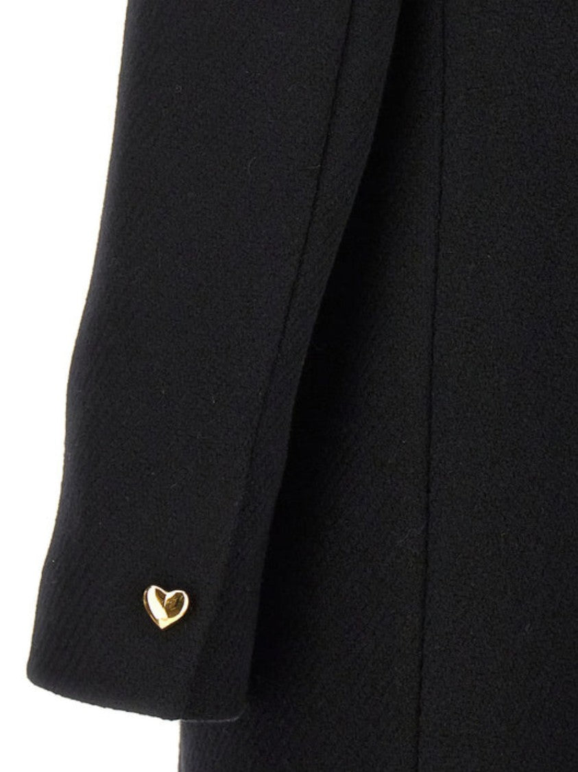 Heart-Shaped Buttons Black Coat