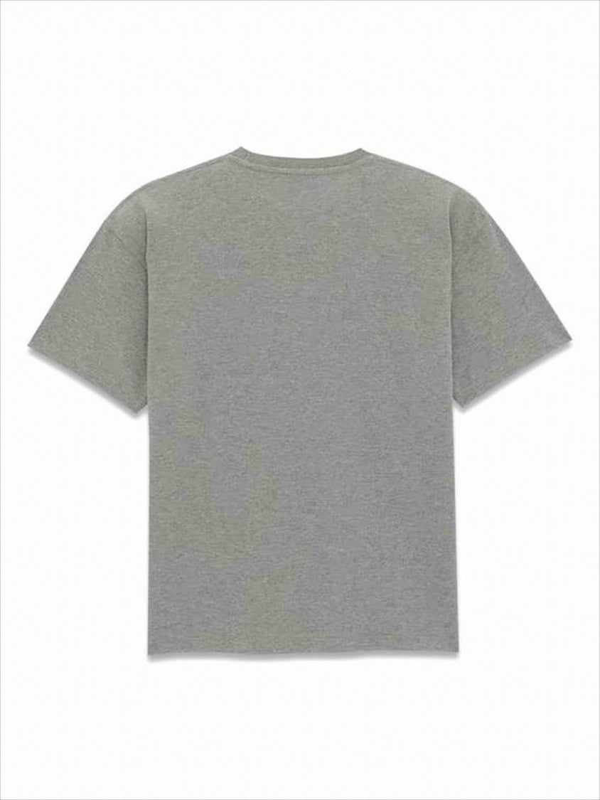 Short-Sleeved Grey T-Shirt with Embroidered Logo