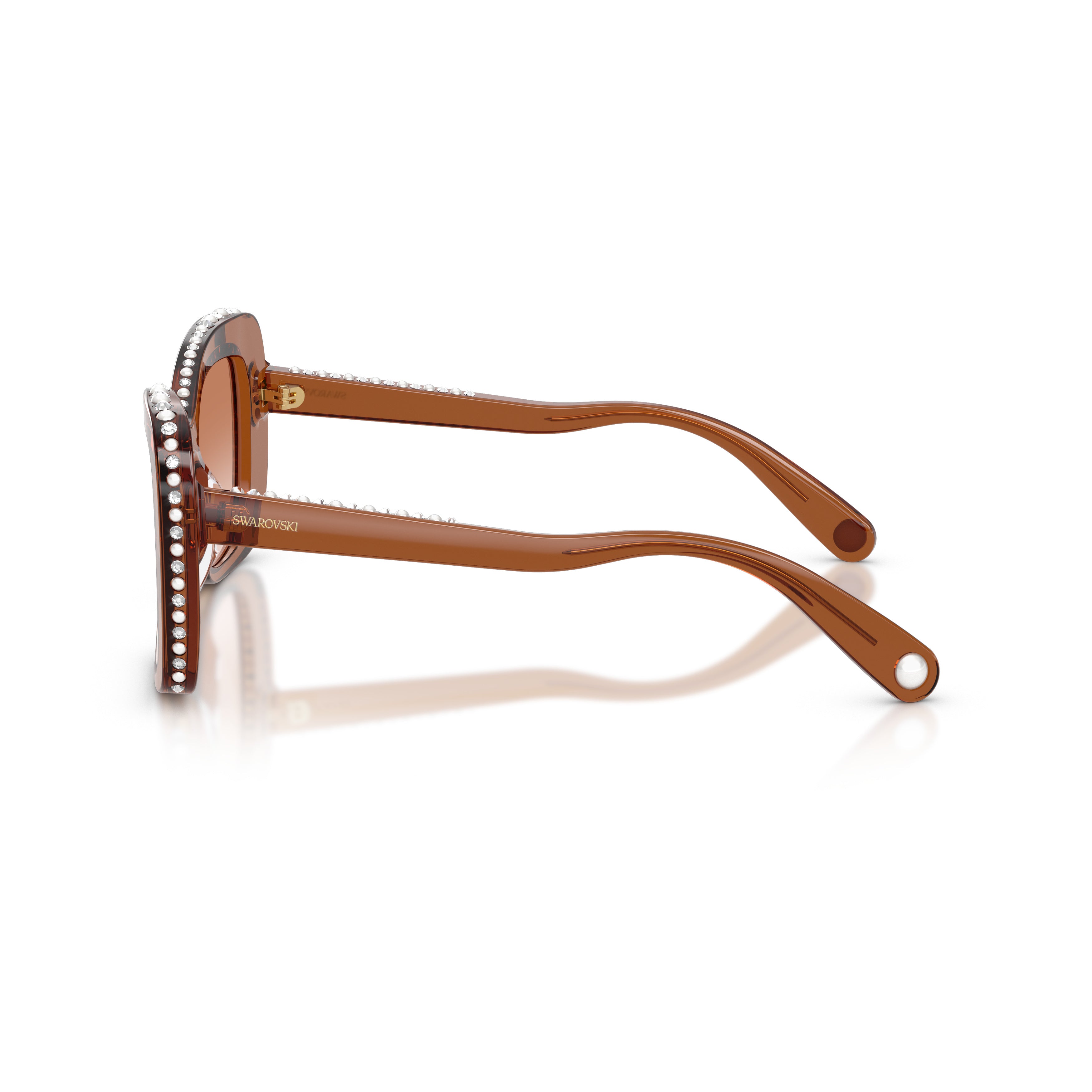 0Sk6062U Translucent Brown Acetate Sunglasses with Crystal Accents