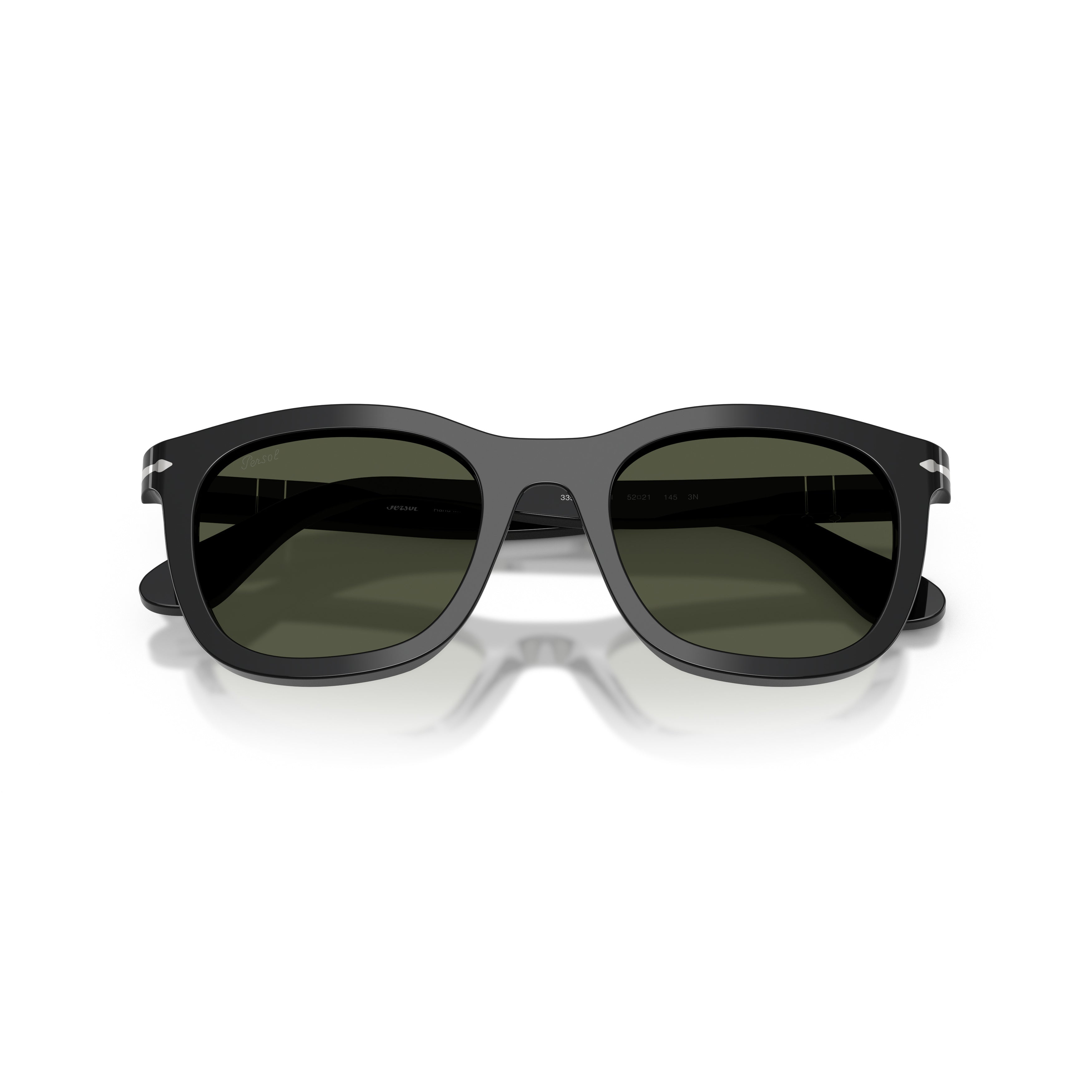 0po3395s Rectangular Acetate Sunglasses with Dark Green Lenses