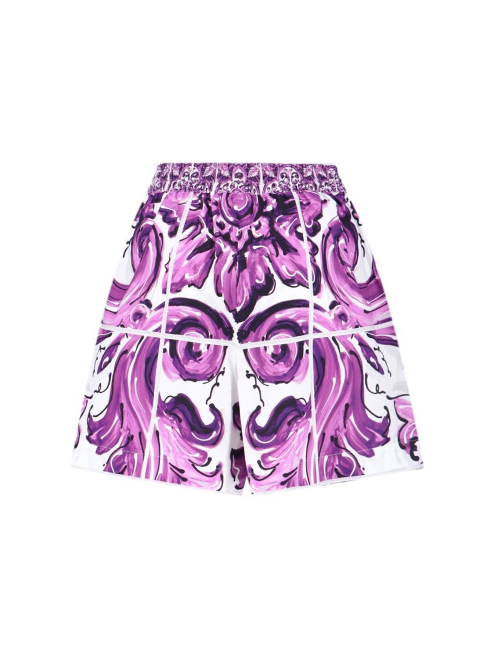 Baroque-Print Relaxed Short With Adjustable Waistband