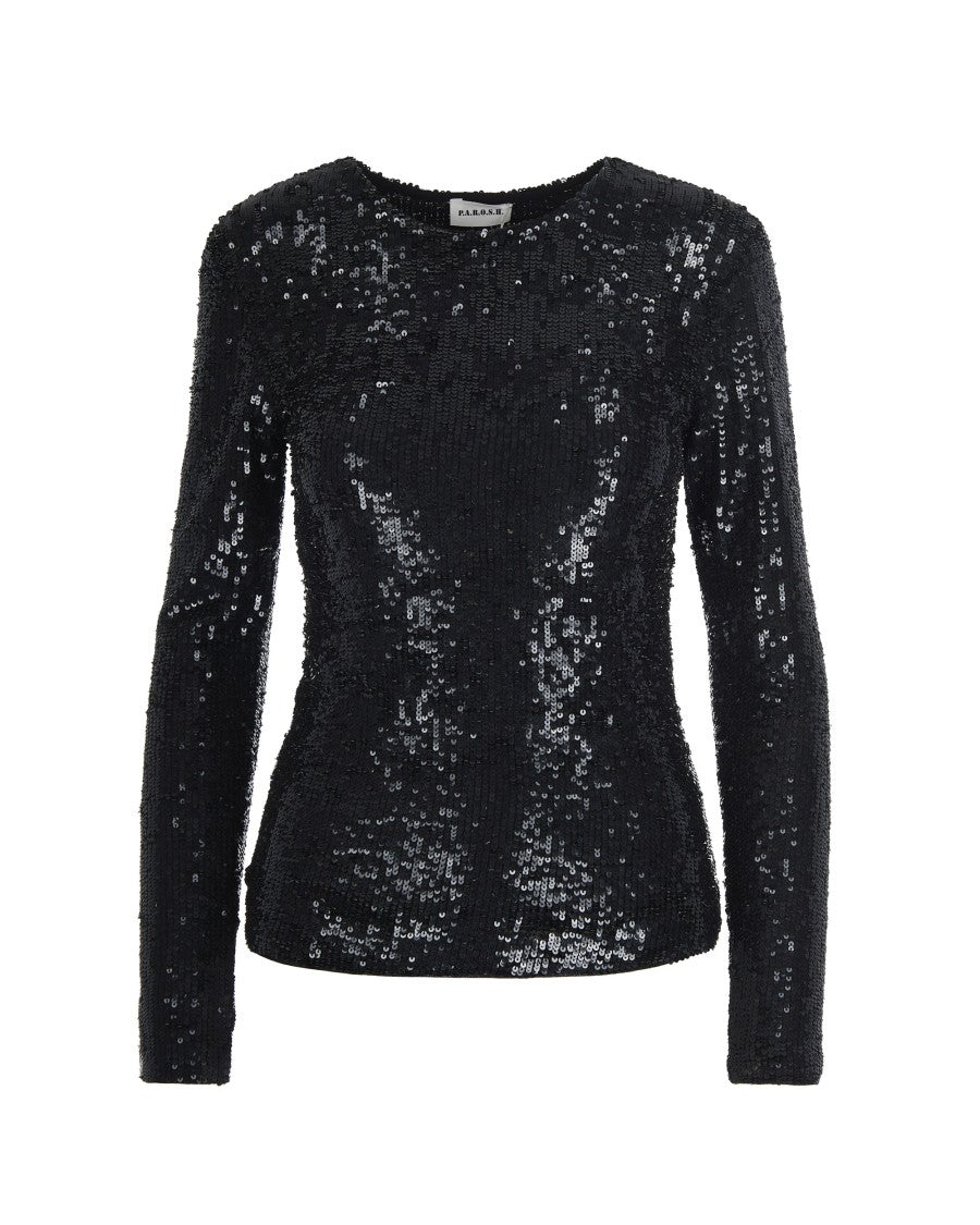 Black Full Sequin Blouse