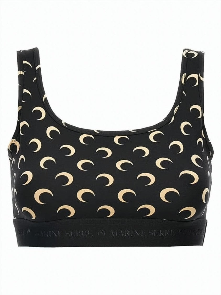 Fitted Underwear Top with Crescent Moon Pattern