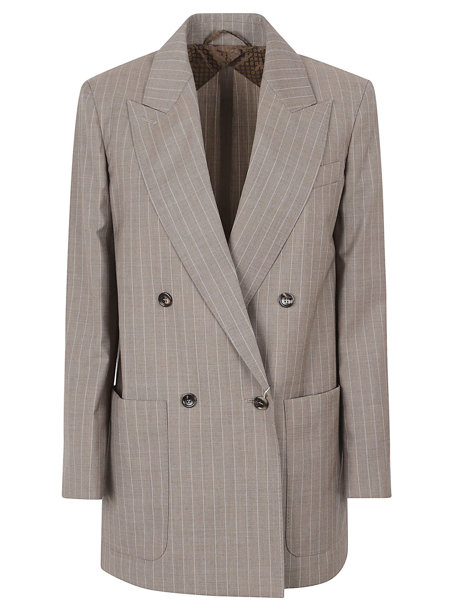 Double-Breasted Oversized Blazer In Pure Wool Pinstripe