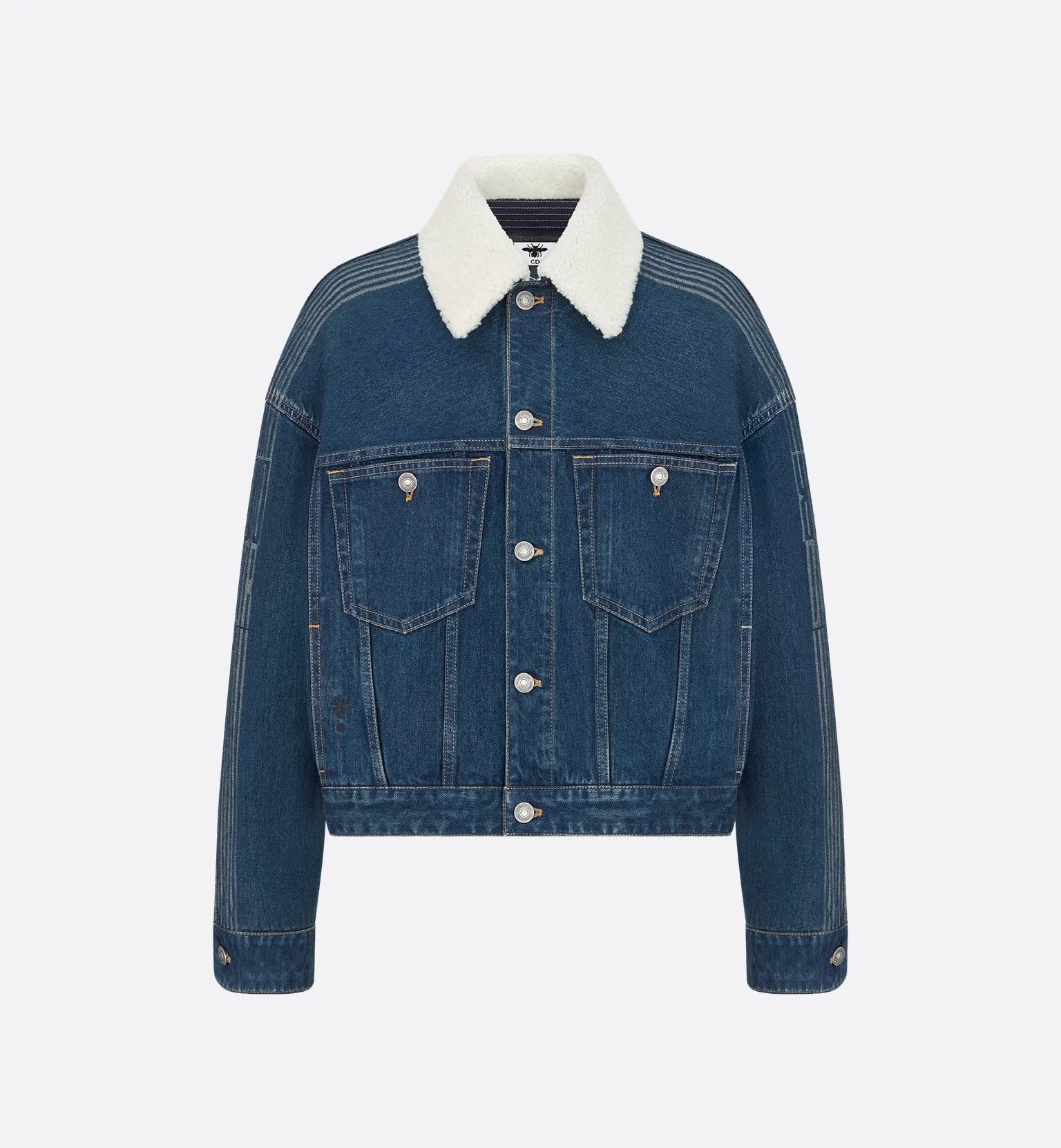 Cropped Denim White Sherpa Collar Jacket