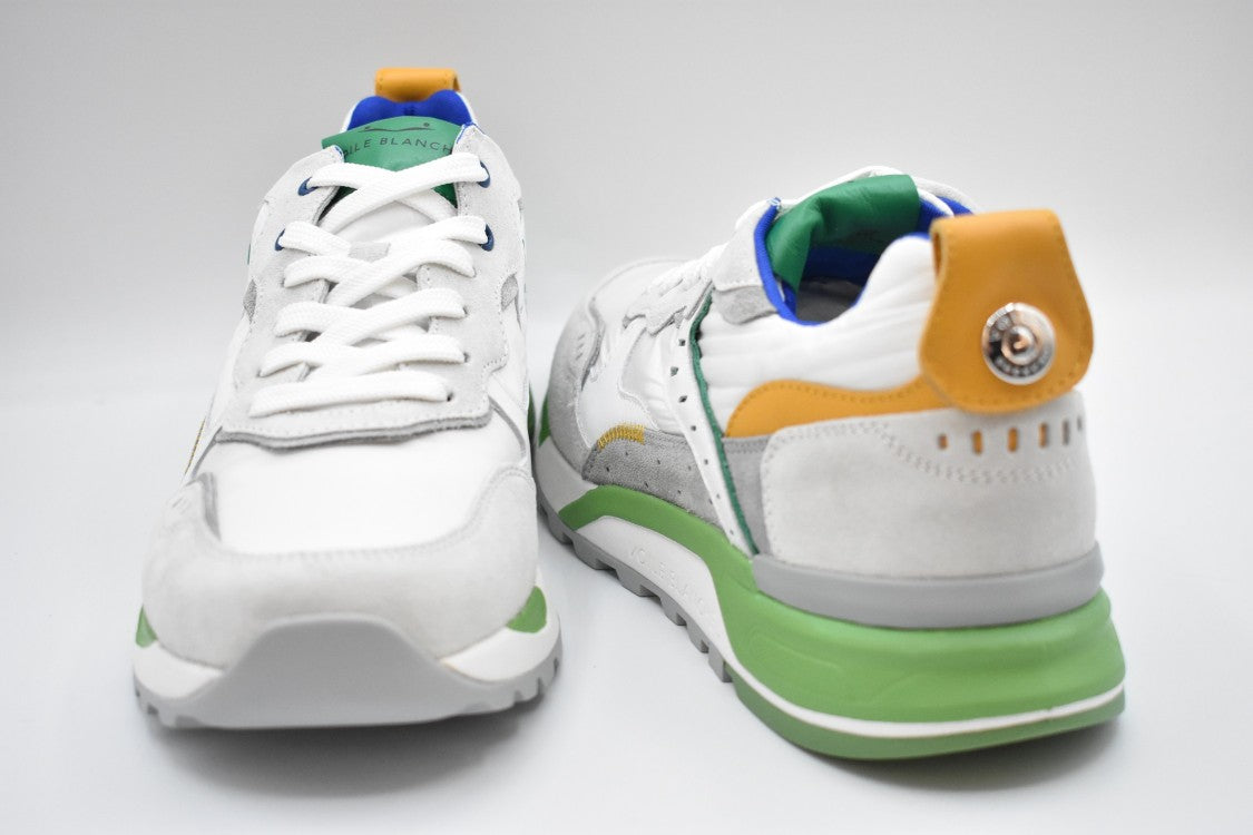 Blue Green Ochre Suede Blend Sneakers