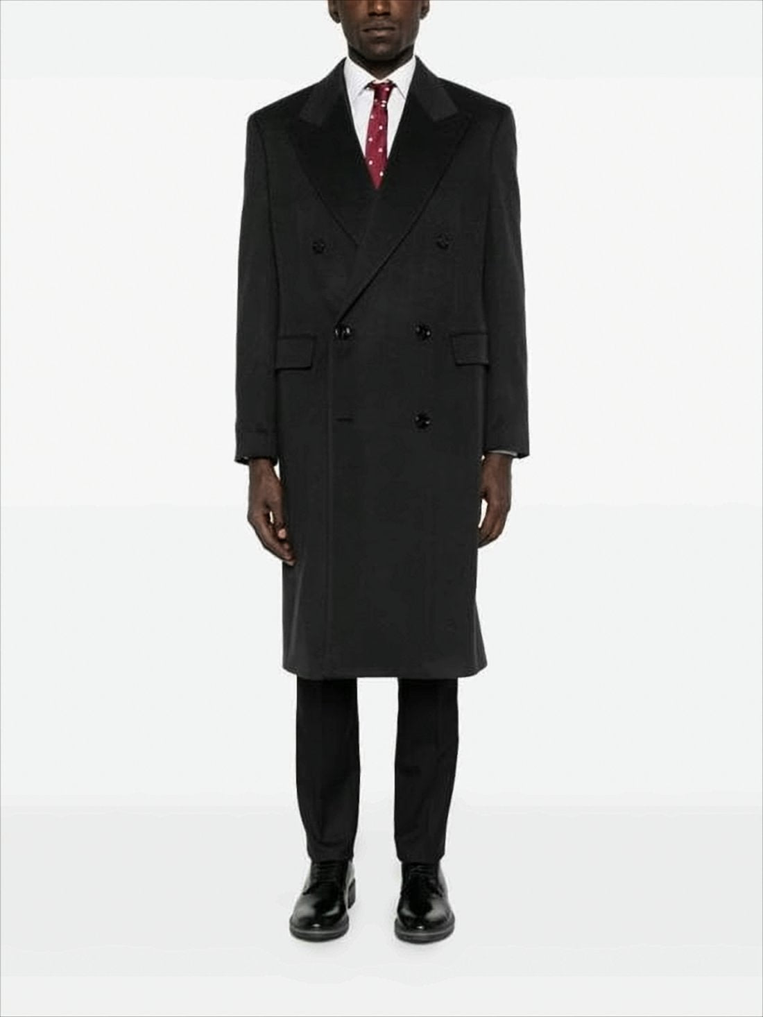 Double-Breasted Black Cashmere Blend Coat