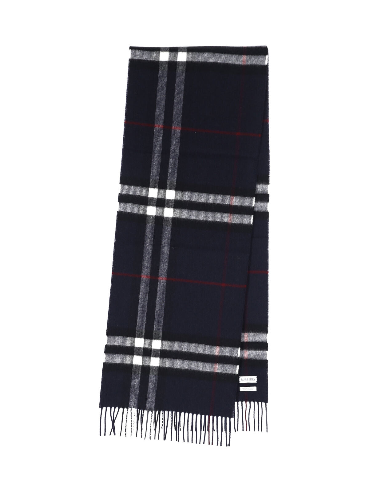 "Check" Scarf, In Black Brushed Cashmere