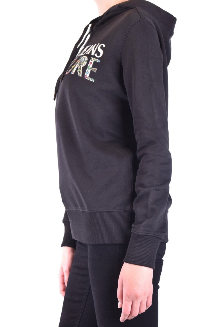 Hooded Black Sweatshirt With Bold Logo Print