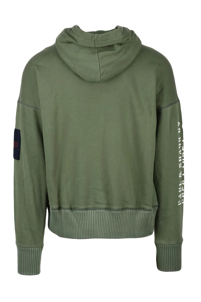 Cropped Green Hoodie with Contrasting Drawstrings