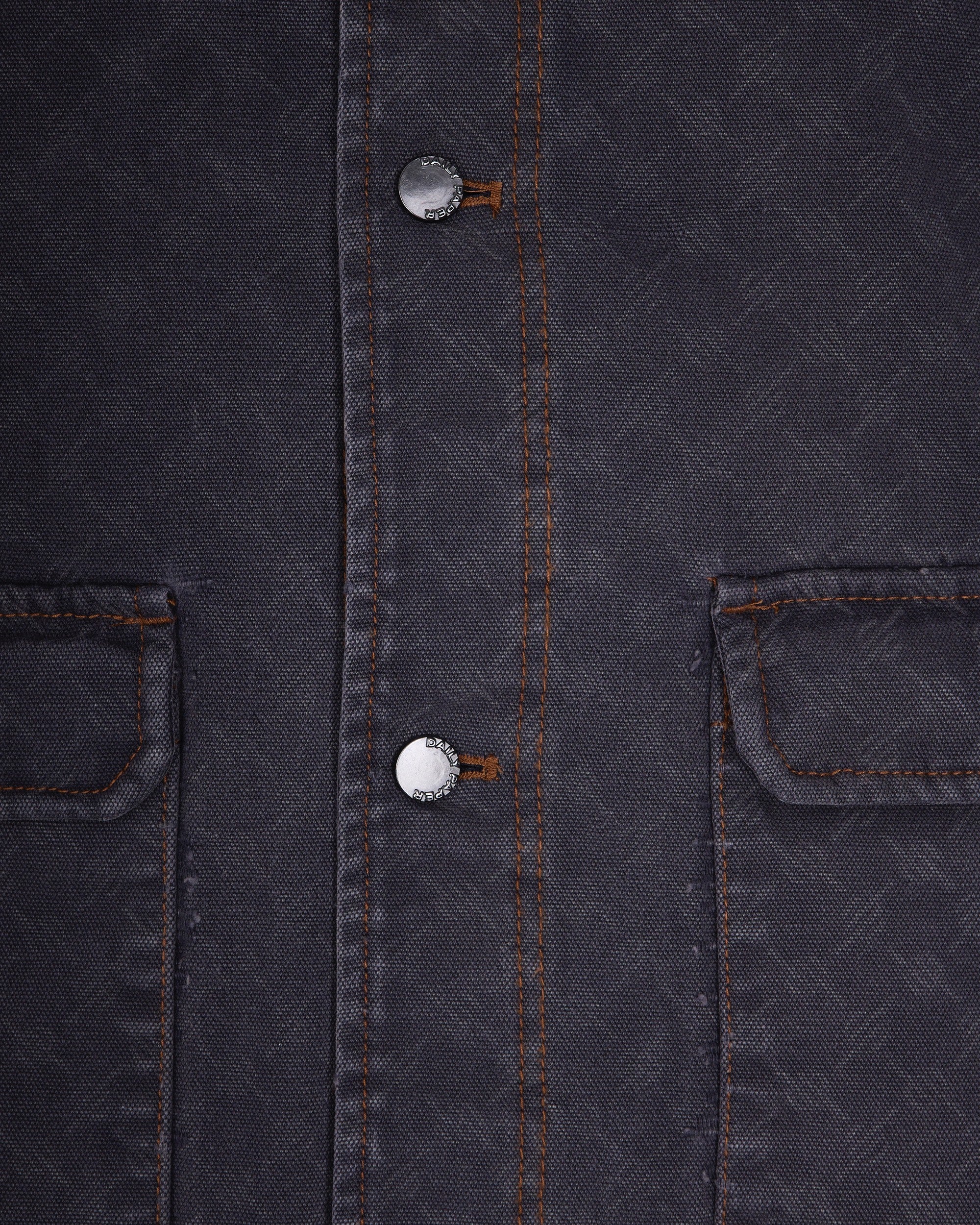 Monogram-Print Cotton Denim Jacket with Leather Collar