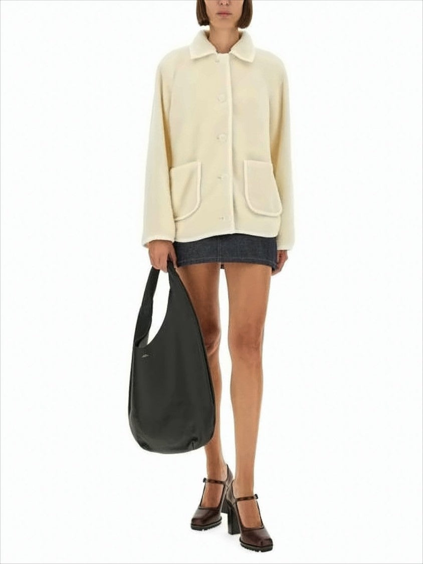 Plush Cream Jacket with Classic Collar