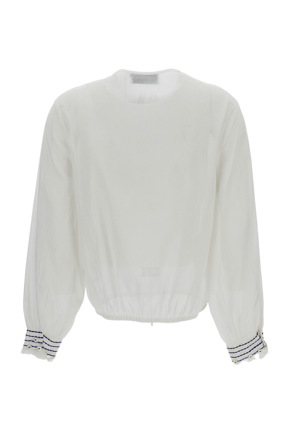 Sheer White Blouse with Decorative Bib