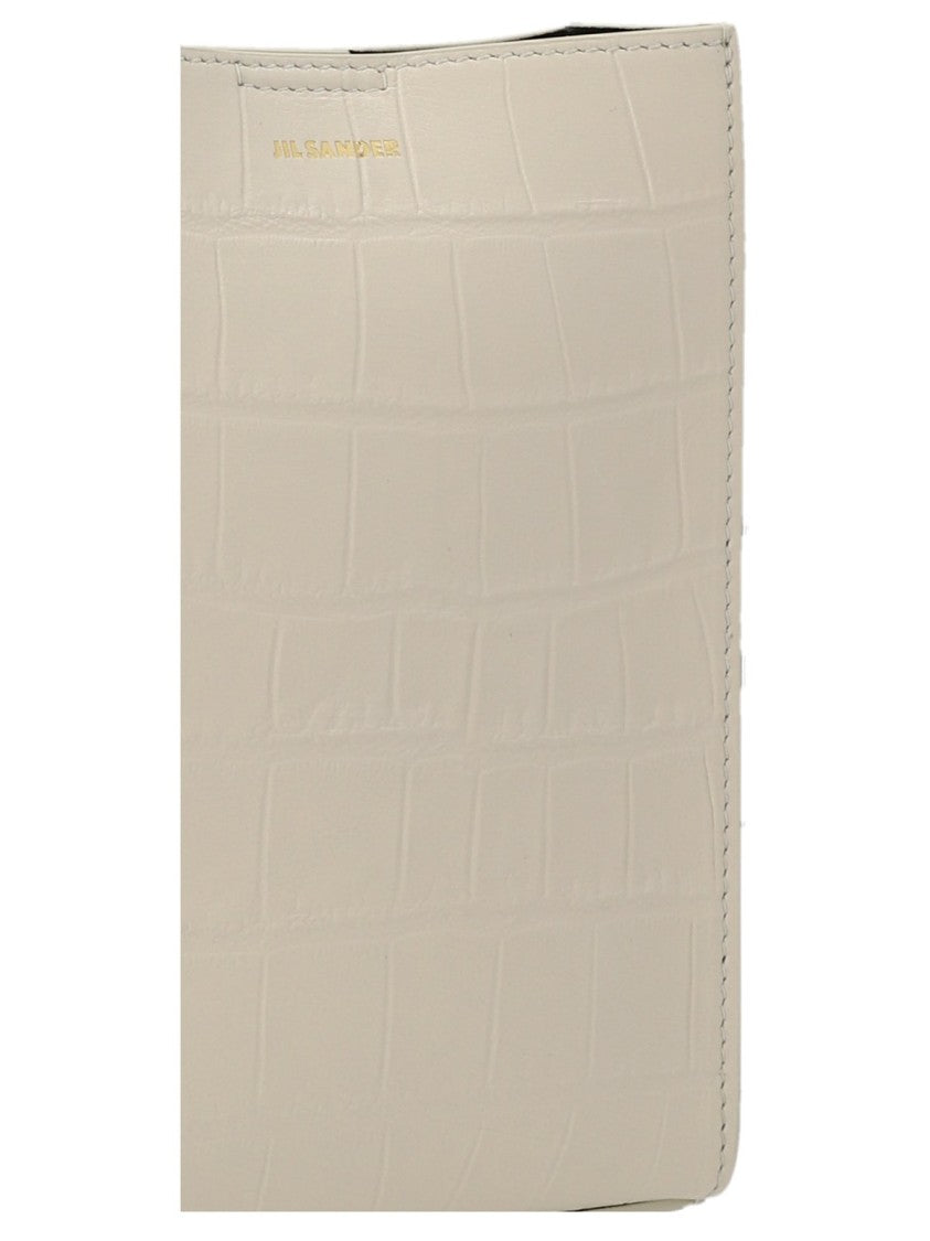 Crocodile-Embossed Rectangular Crossbody Bag with Braided Strap Detail