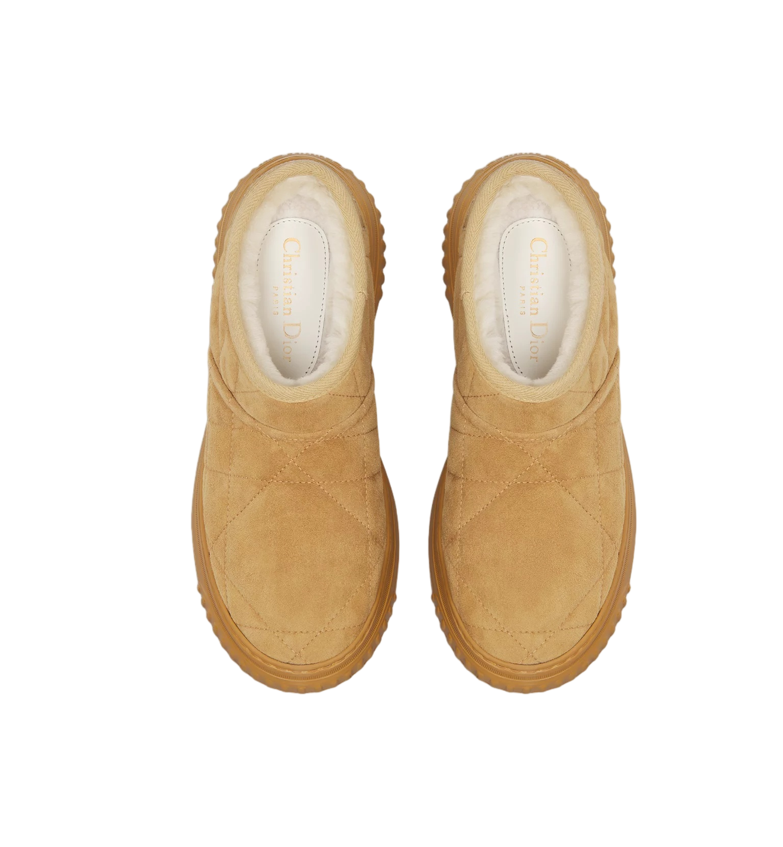 Brown Quilted Suede Shearling Slip-On Boots