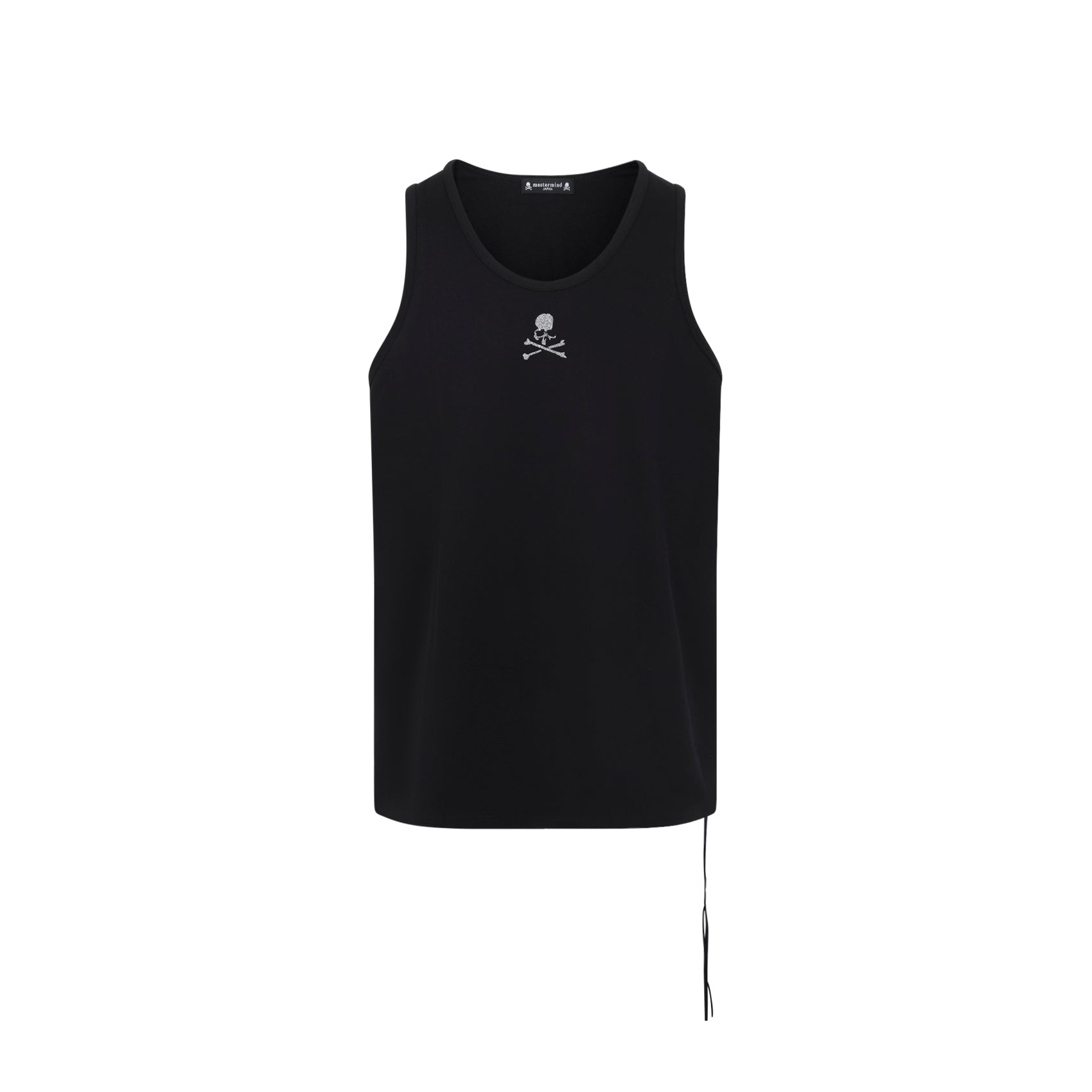 Sleeveless Black Cotton Top with Skull Emblem