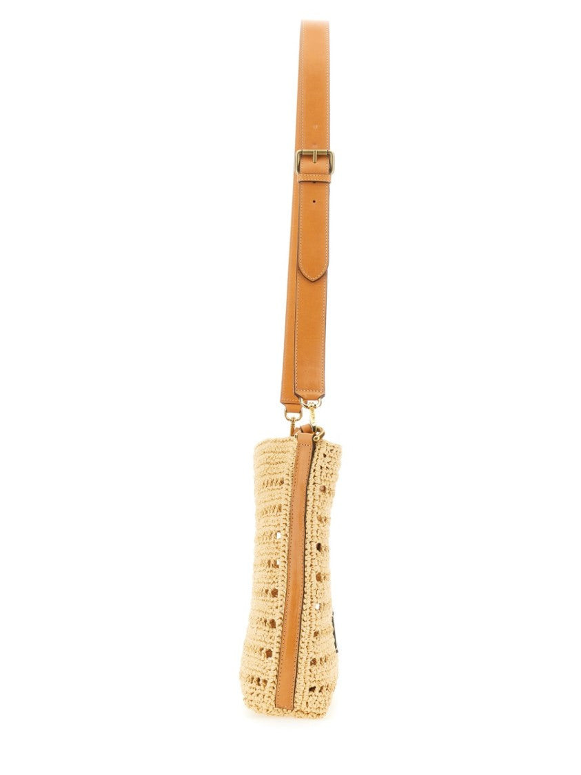 Perforated Raffia Shoulder Bag
