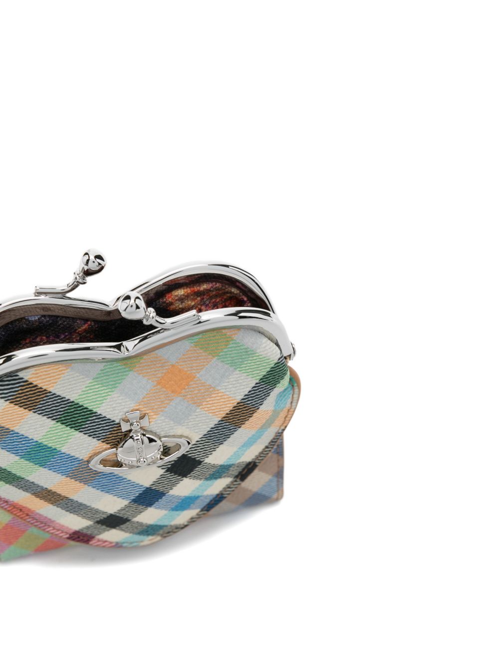 Multicolour Check Heart Clasp Wallet