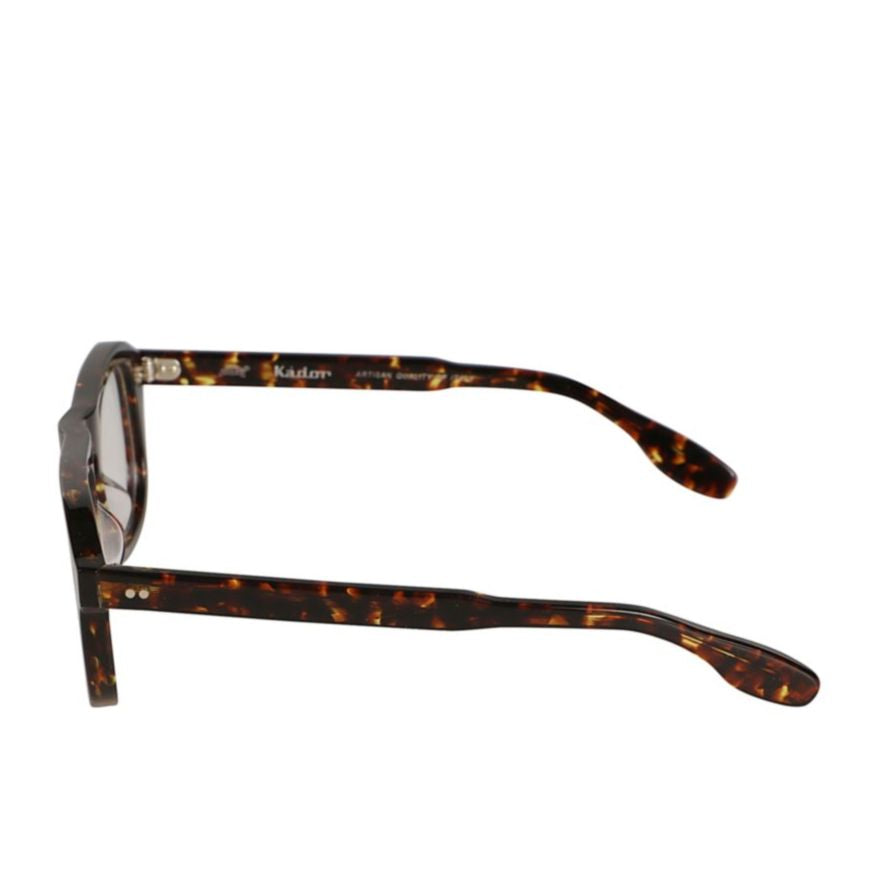 Bravo Rectangular Tortoiseshell Eyeglasses with Metallic Rivet Details
