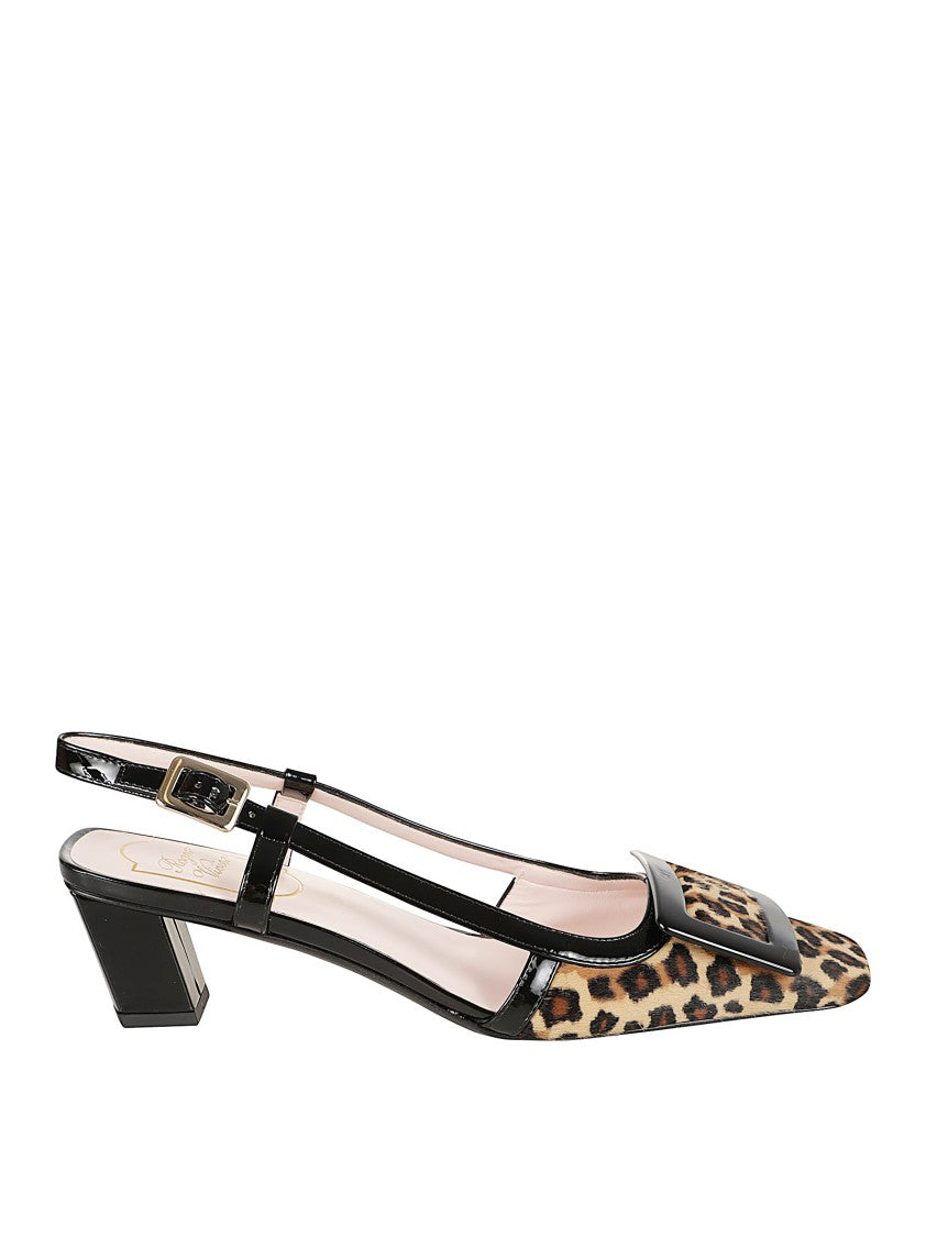 Slingback Pumps In Leopard Print Pony Skin