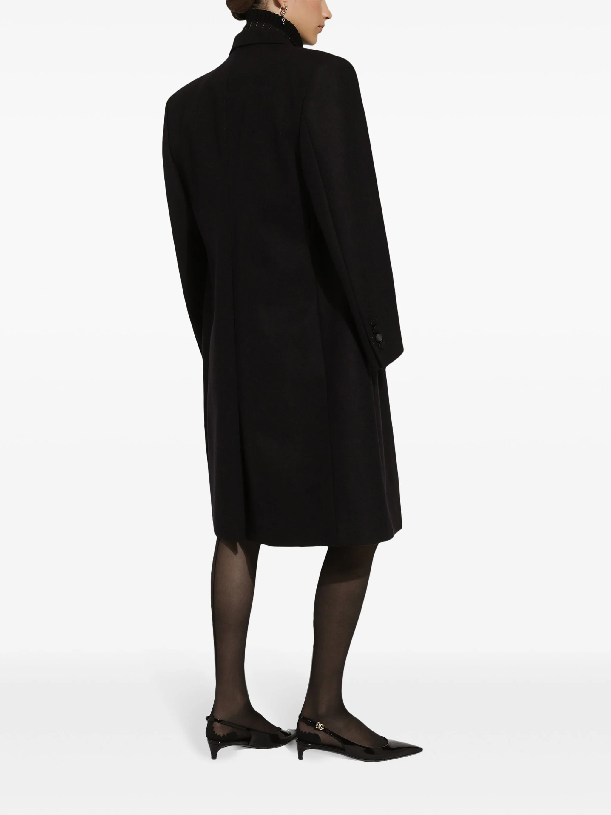 Black Cashmere Turtleneck Ribbed Accent Sweater
