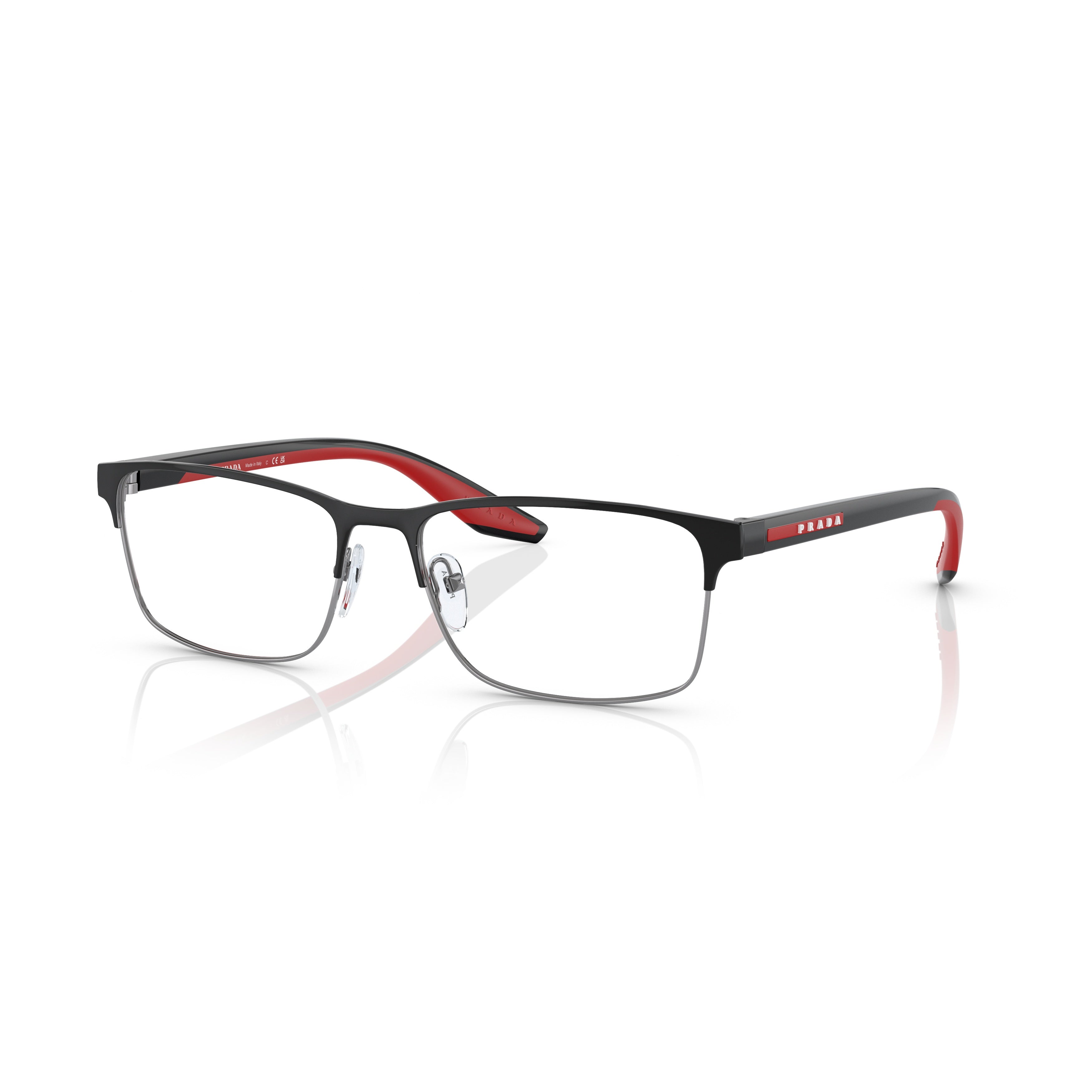 0ps 50pv Rectangular Matte Black Steel Eyeglasses