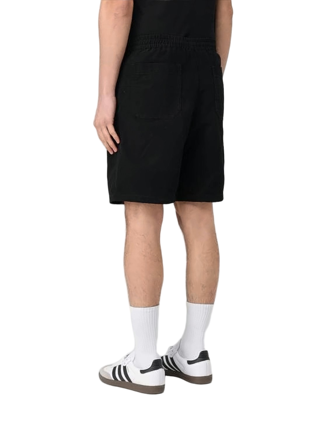 Black Cotton Shorts with Elastic Waistband