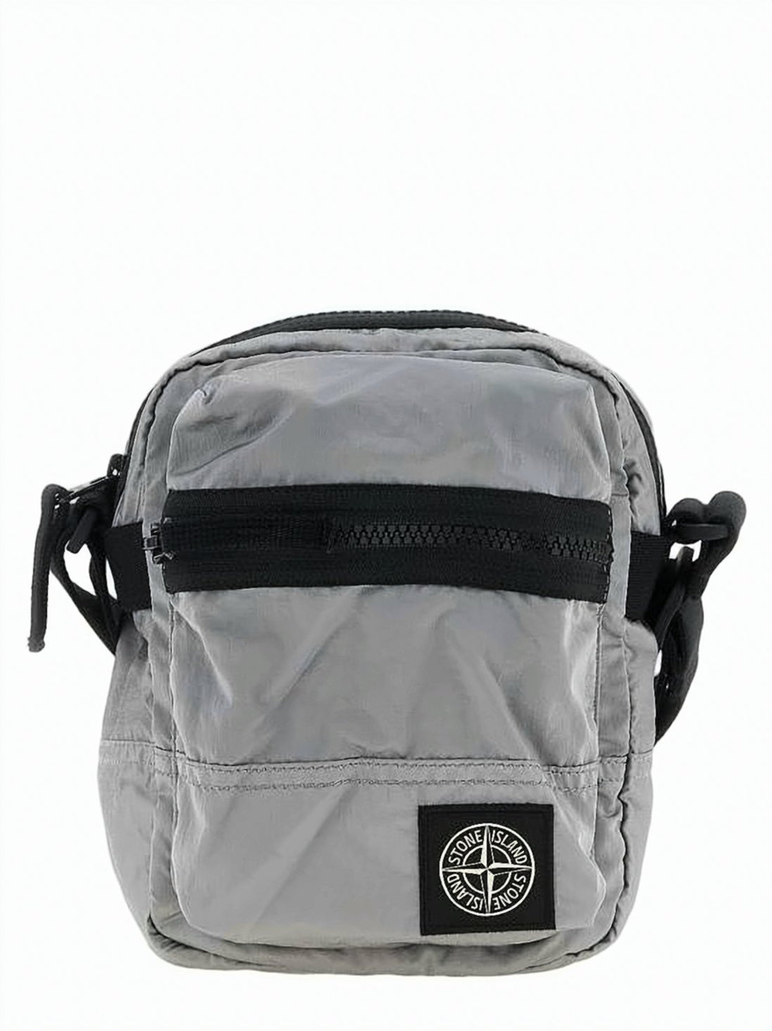 Compact Grey Nylon Crossbody Bag
