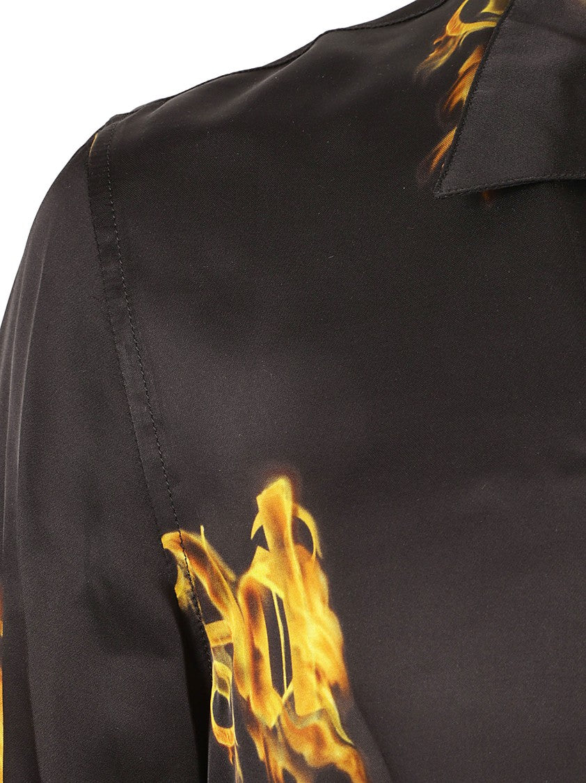 Short-Sleeved Shirt With Flame Motifs