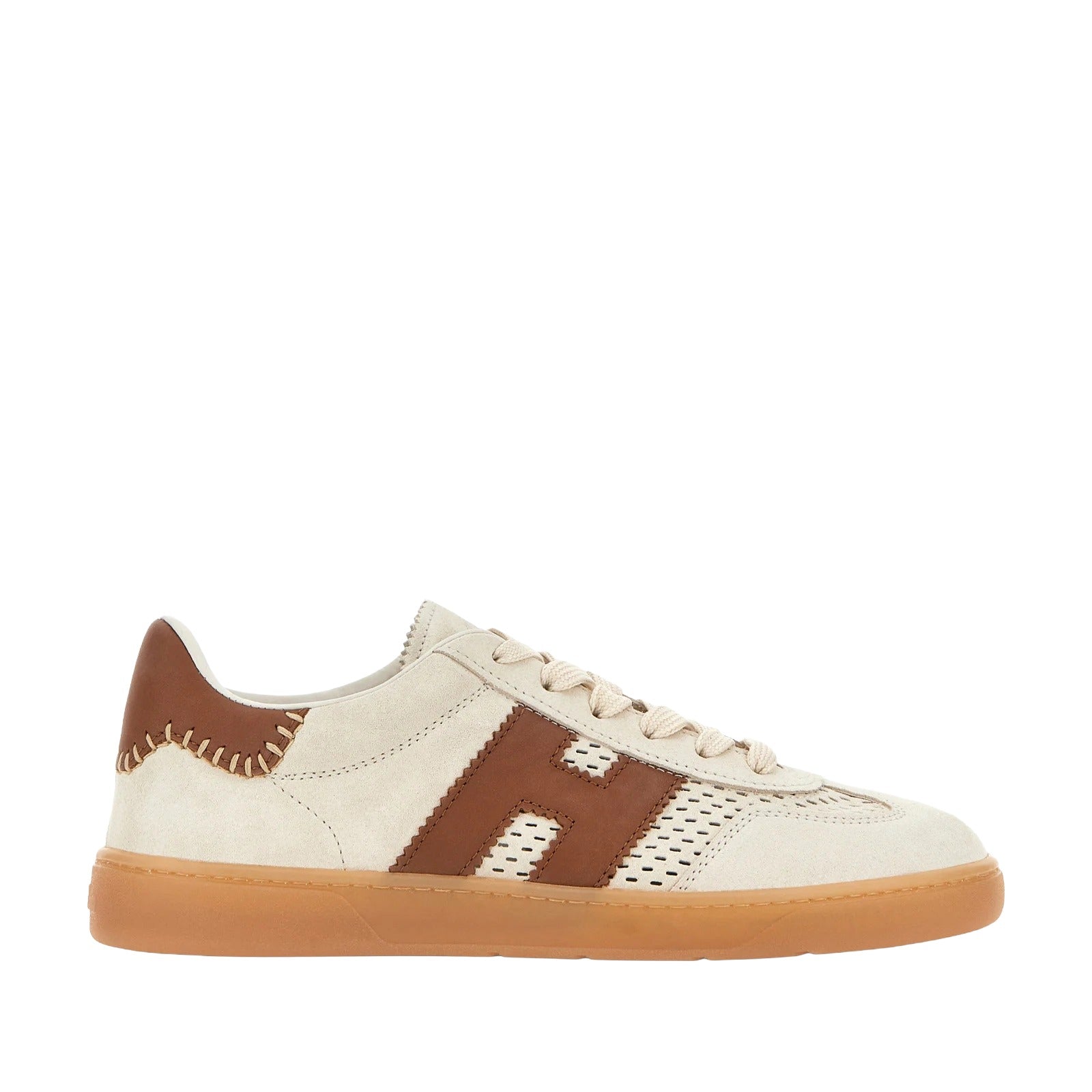 Beige Brown Cool Allacciato Forature Sneakers