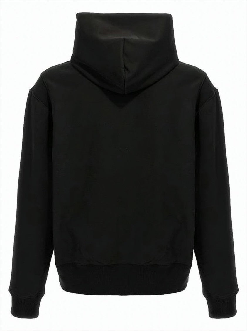 Classic Black Cotton Hoodie With Subtle Logo