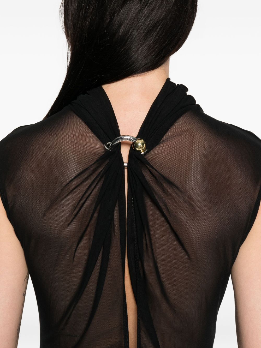Sleeveless Semi-Sheer Black Maxi Dress