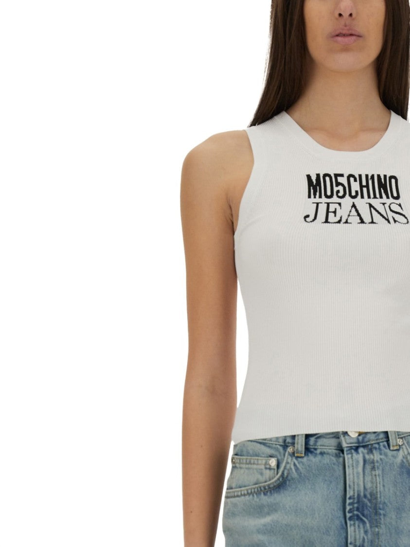 Ribbed White Sleeveless Top