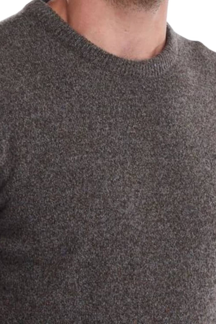 Textured Knit Crew Neck Sweater With Refined Earthy Tones