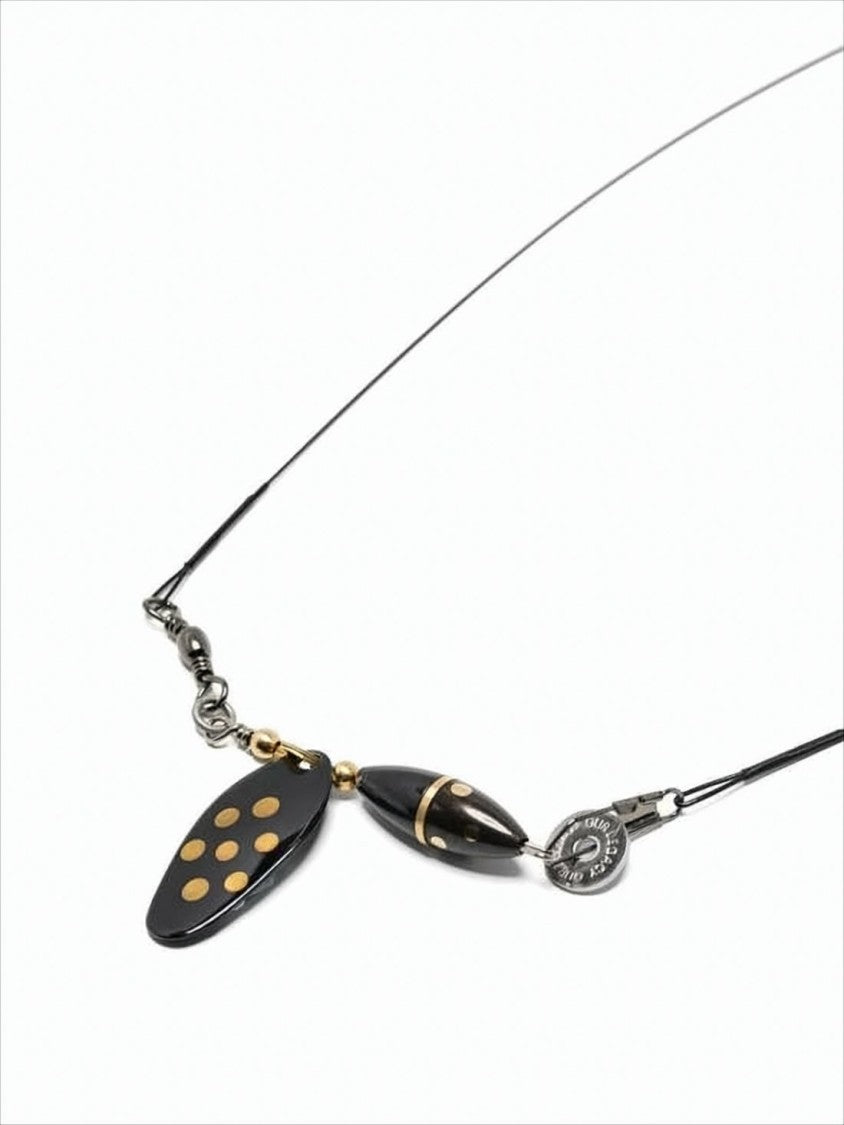 Black Cord Necklace With Distinctive Pendants