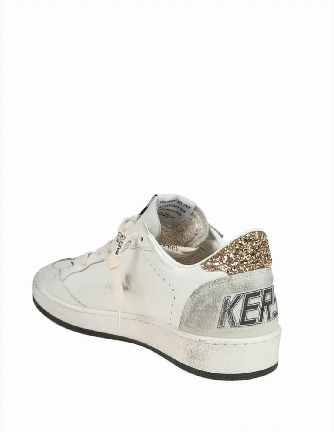 Distressed White Low-Top Sneakers with Black Star