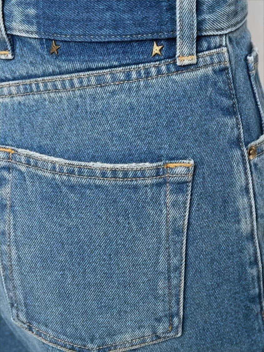 Straight-Leg Denim Pants With Star-Studded Detailing