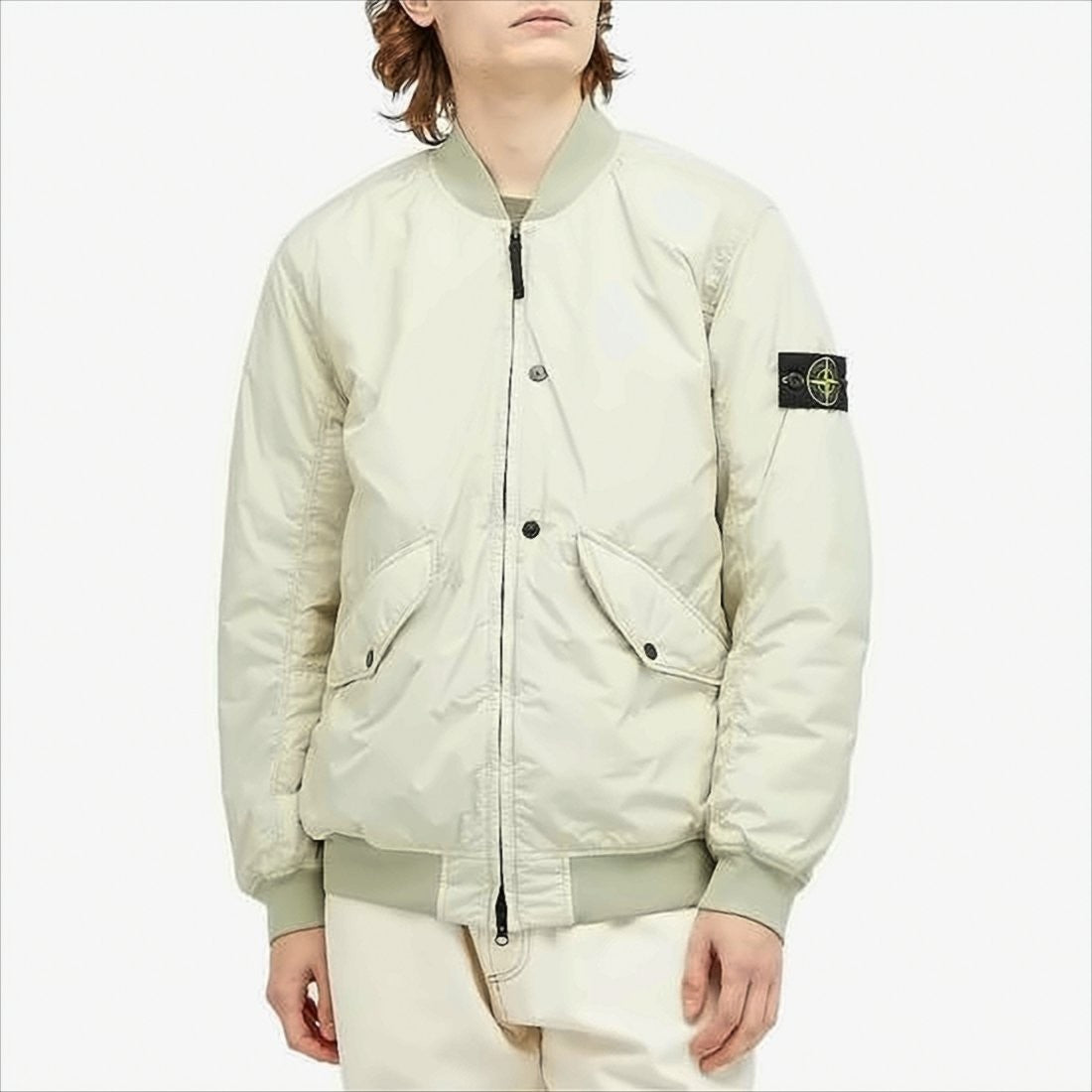 Smooth-Finish Polyamide Bomber Jacket with Design