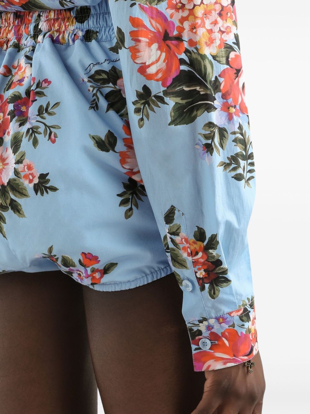 Cropped Floral Print Shirt