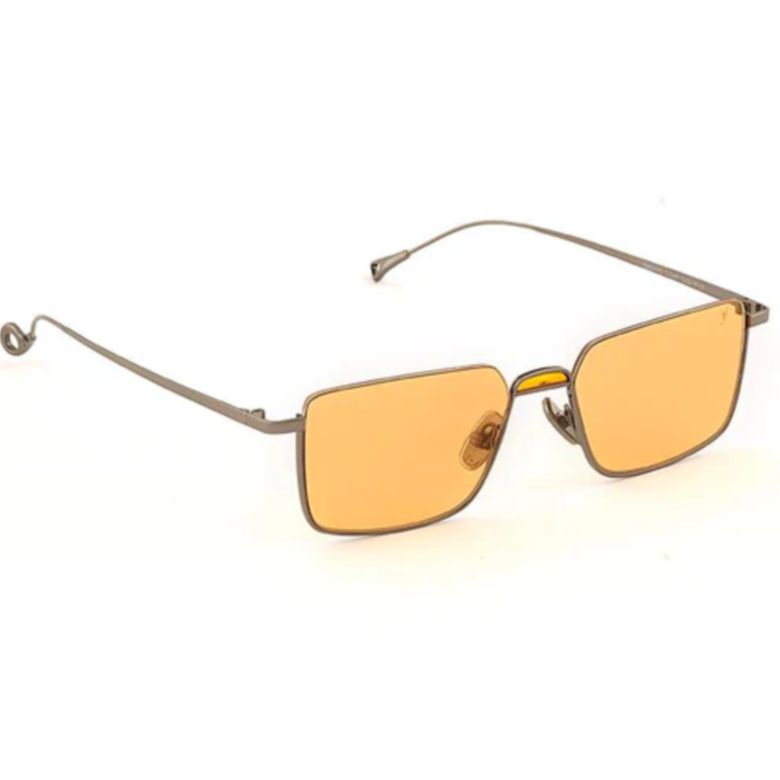 Nakano C.3-67 Rectangular Amber Tint Sunglasses with Curled Temple Detail